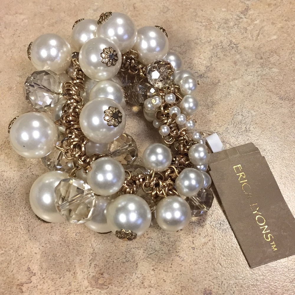Erica Lyons Faux Pearl & Crystal Stretch Bracelet